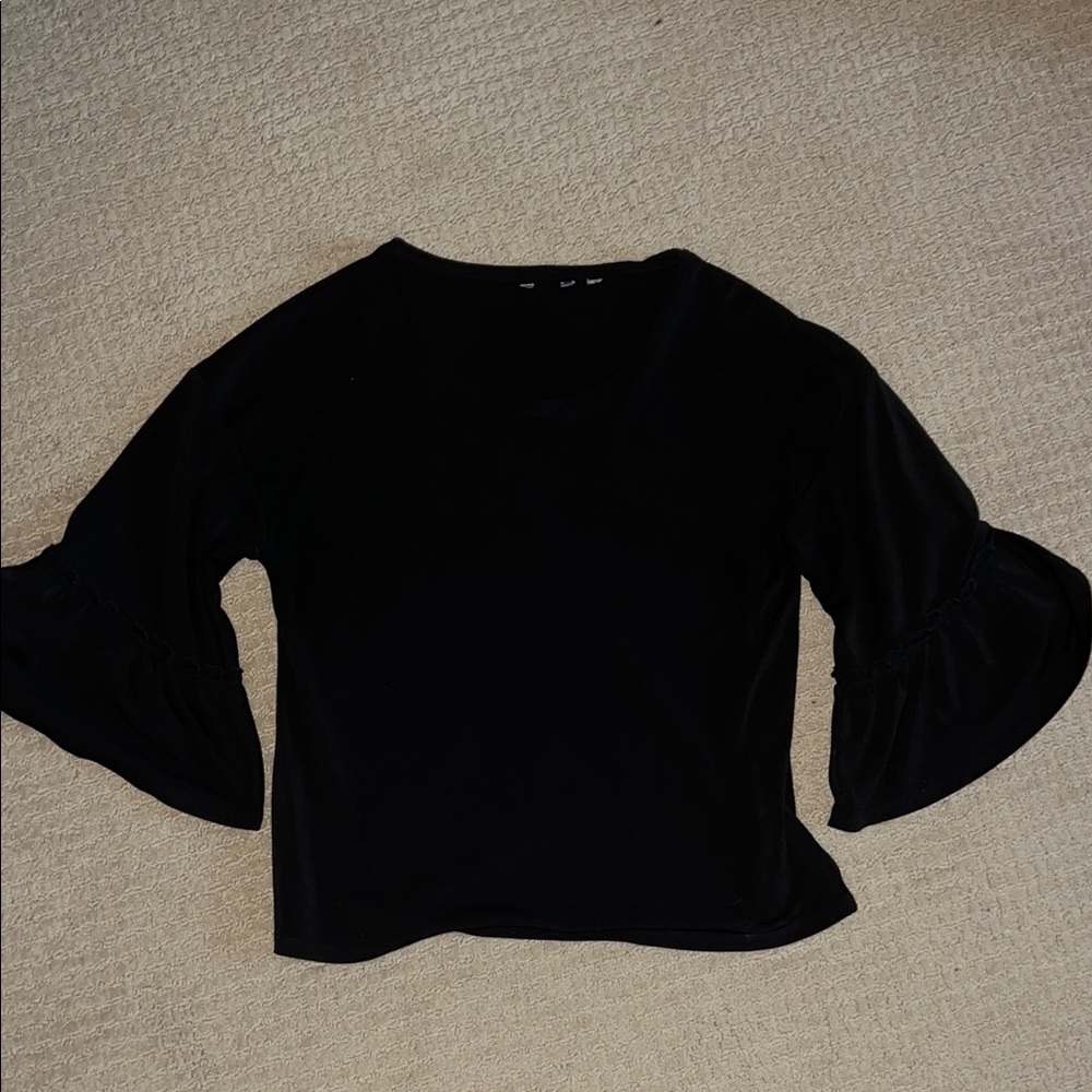 Chic Black Bell Sleeve Top